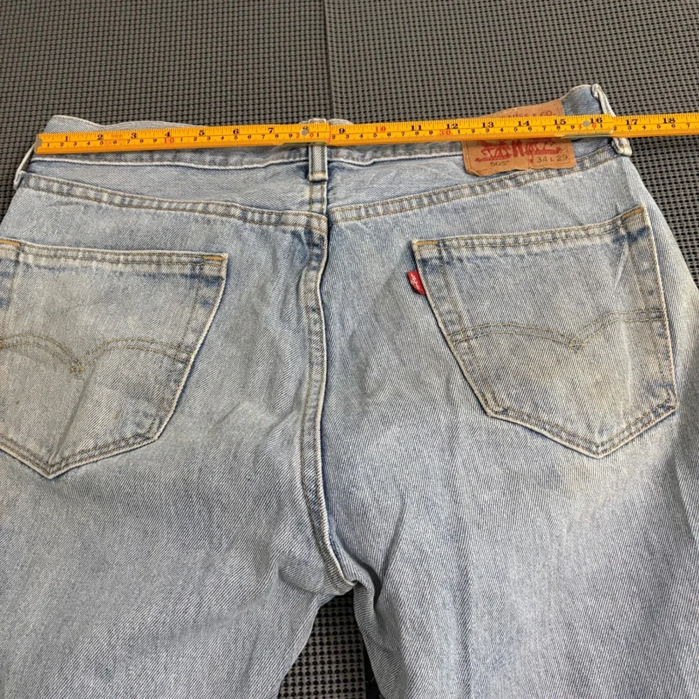Levis 505 Mens Regular Fit Straight Leg Light Wash Denim Jeans Blue 34x29